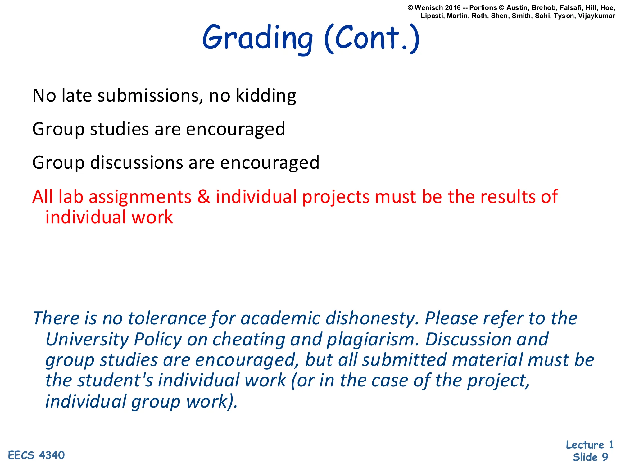 Grading (Cont.) (slide 9)