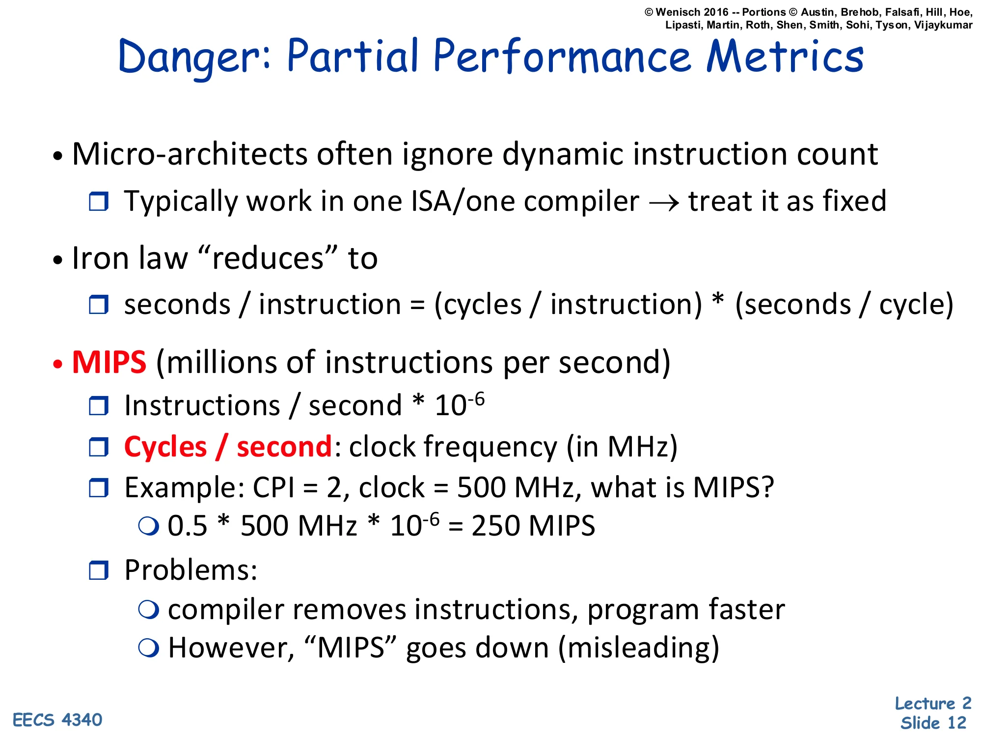 Danger: Partial Performance Metrics (slide 12)