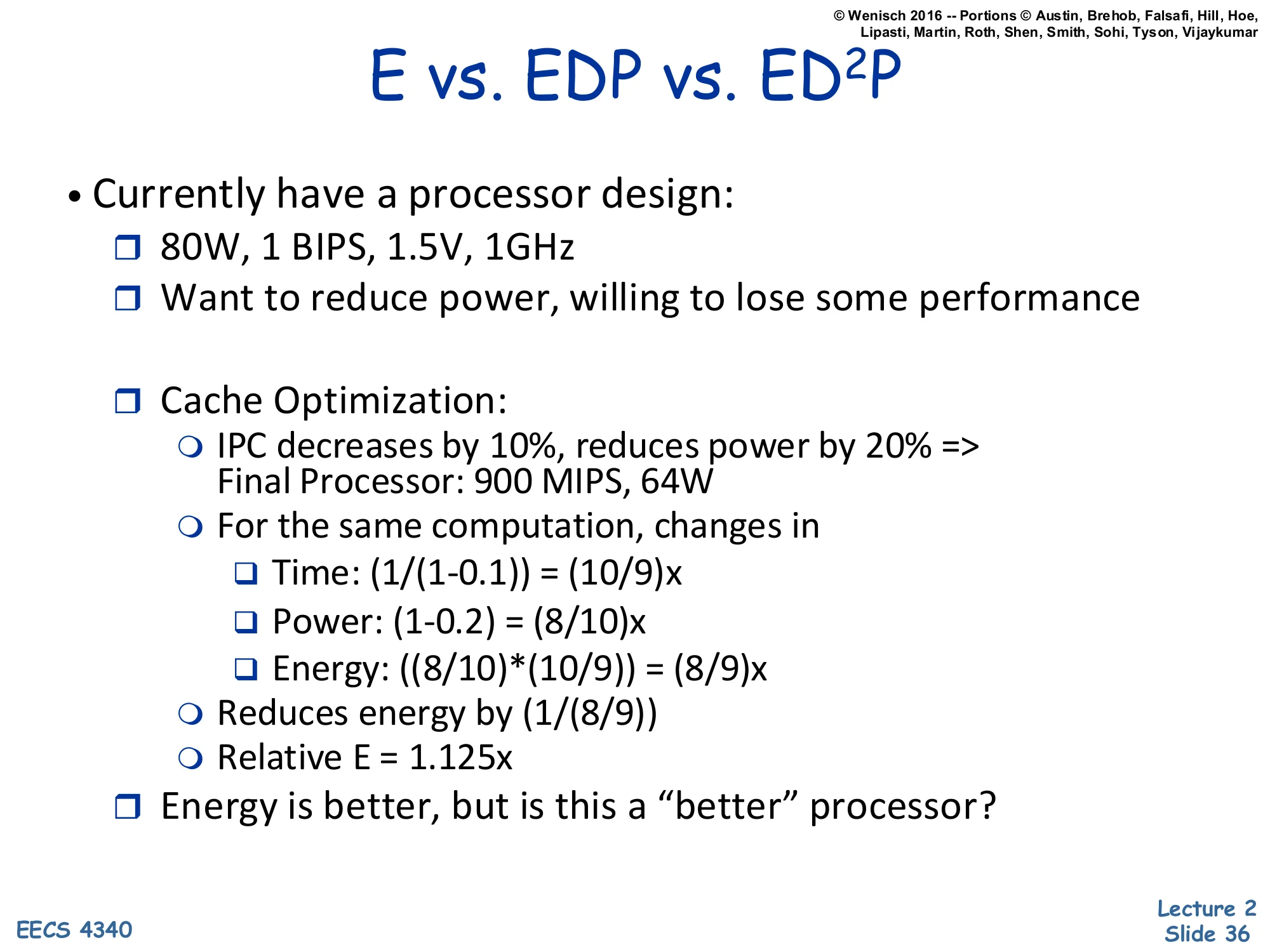 E vs. EDP vs. ED²P (slide 36)