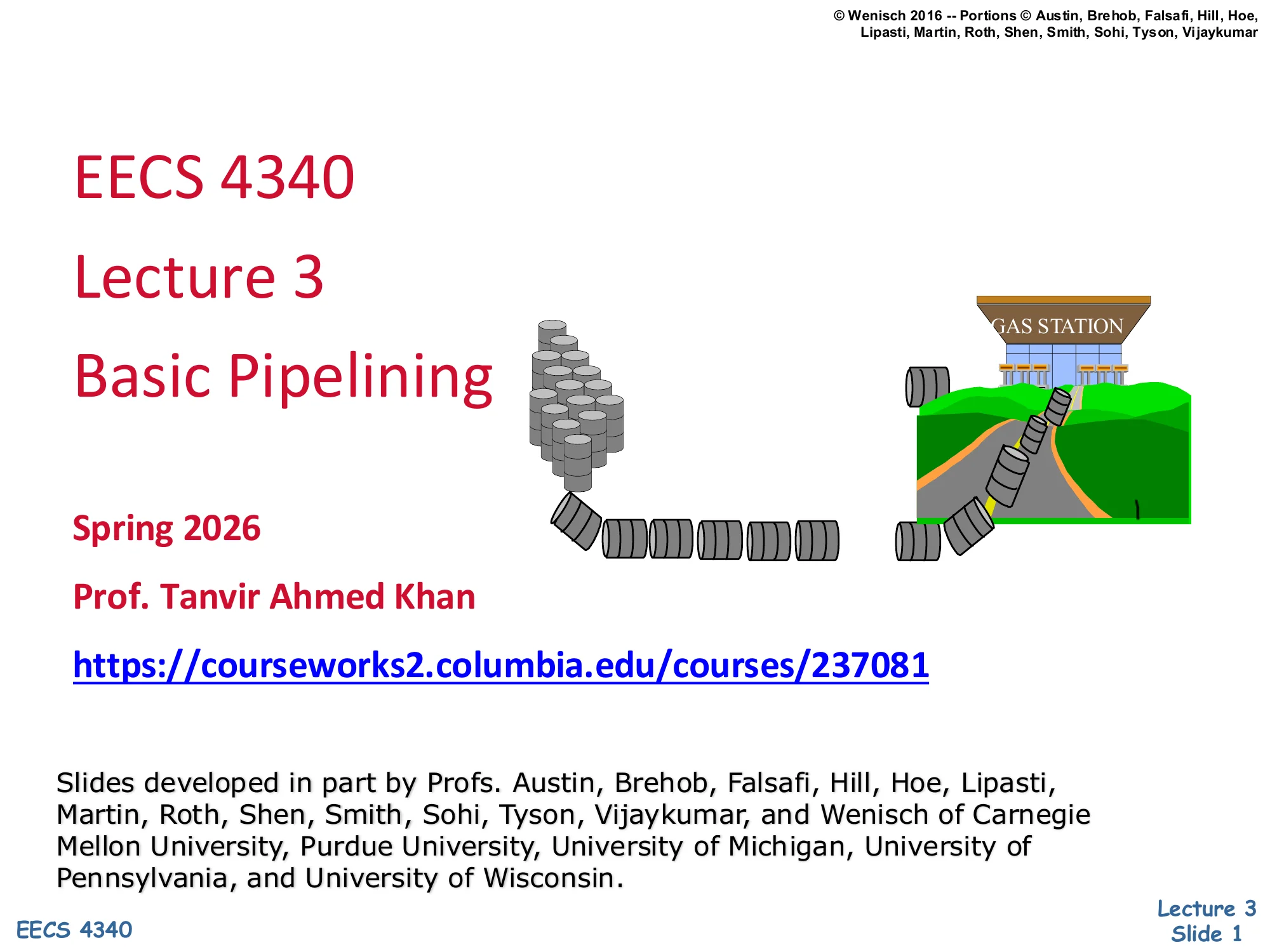 EECS 4340 Lecture 3 — Basic Pipelining (slide 1)