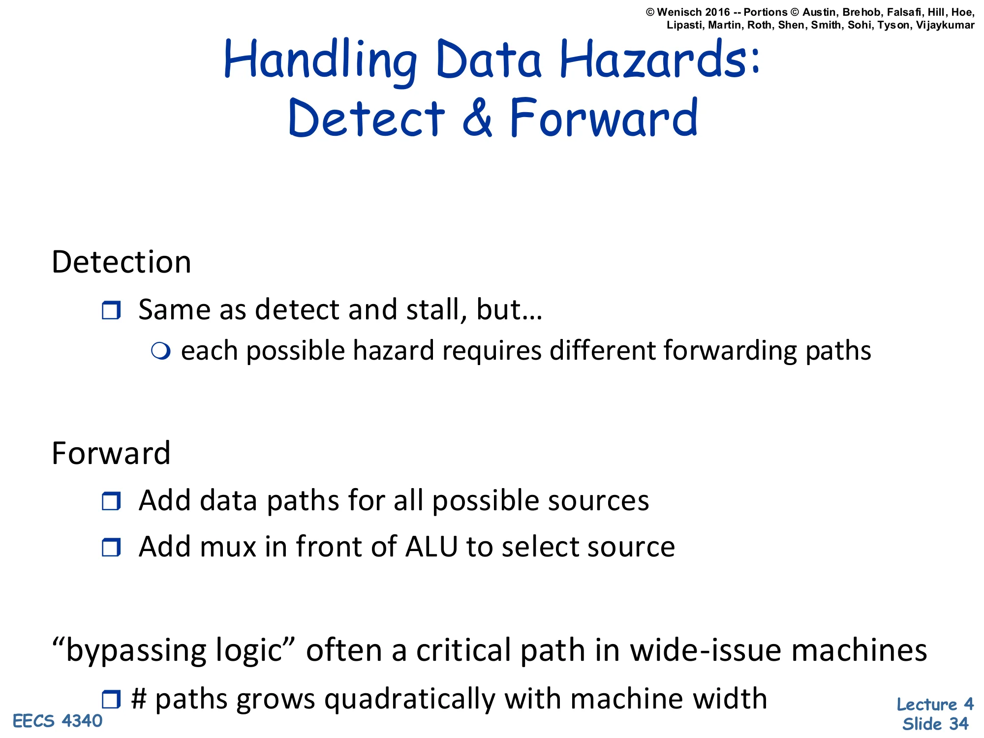 Handling Data Hazards: Detect & Forward (slide 34)