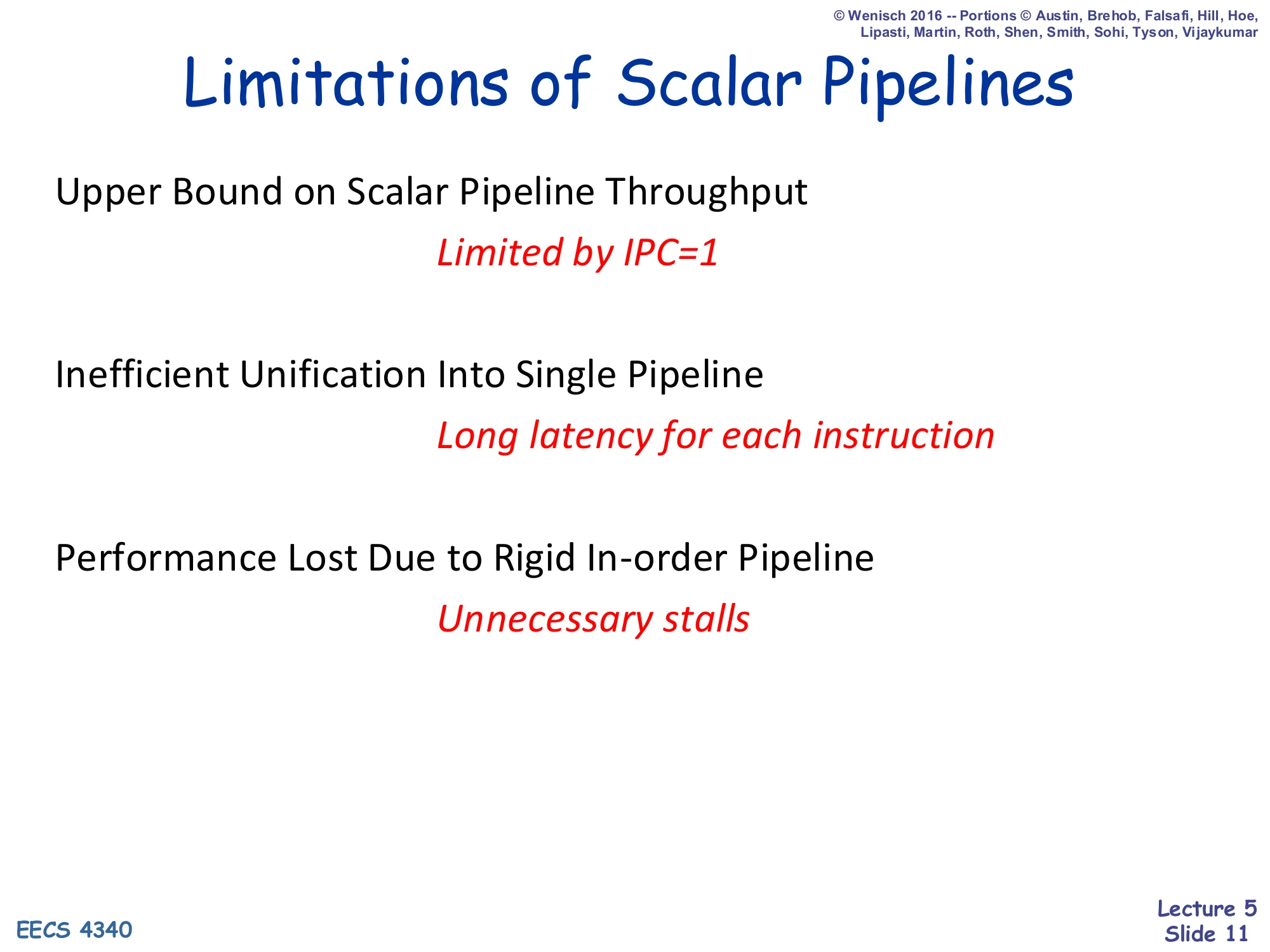 Limitations of Scalar Pipelines (slide 11)