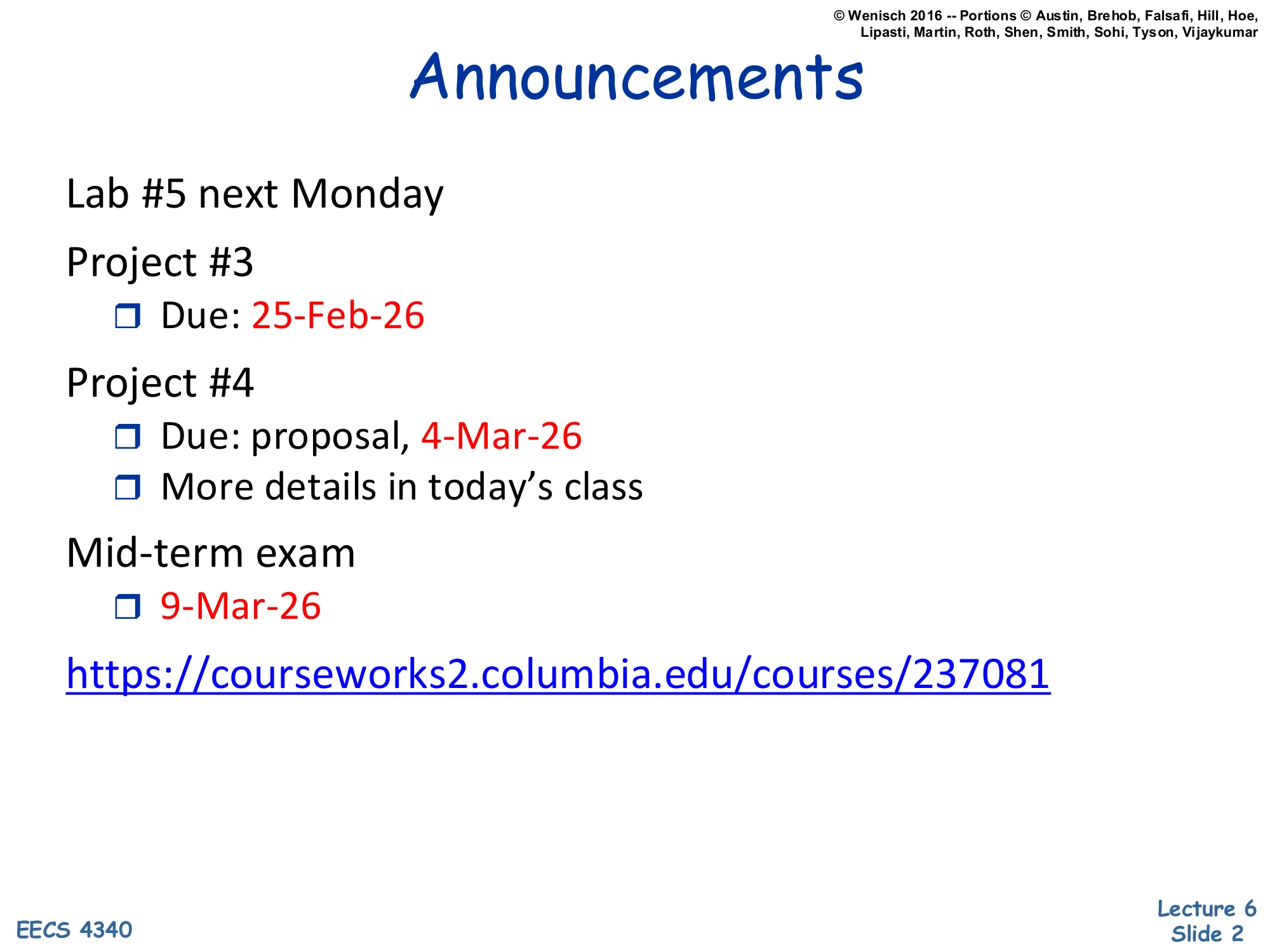 Announcements (slide 2)