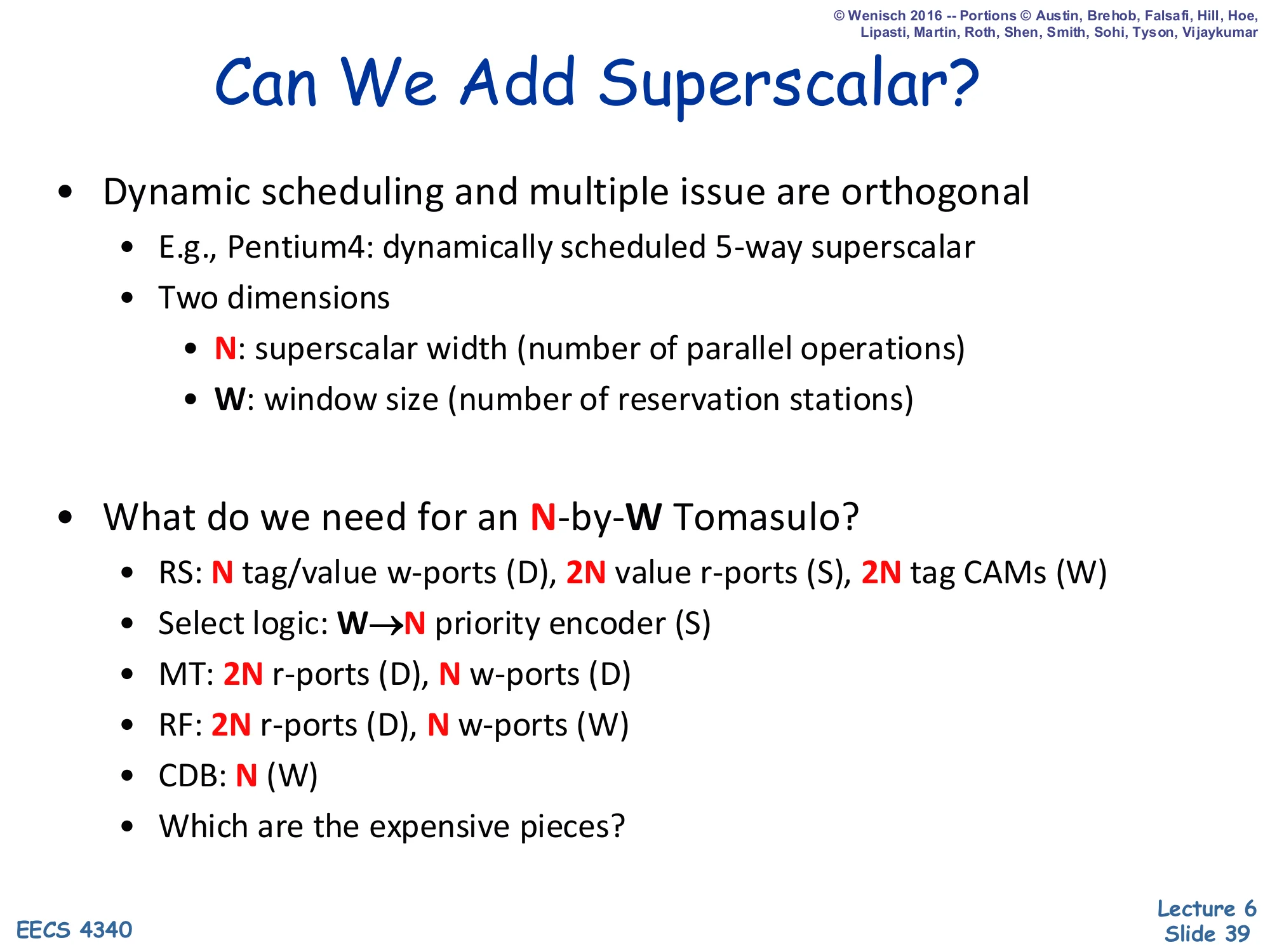 Can We Add Superscalar? (slide 39)