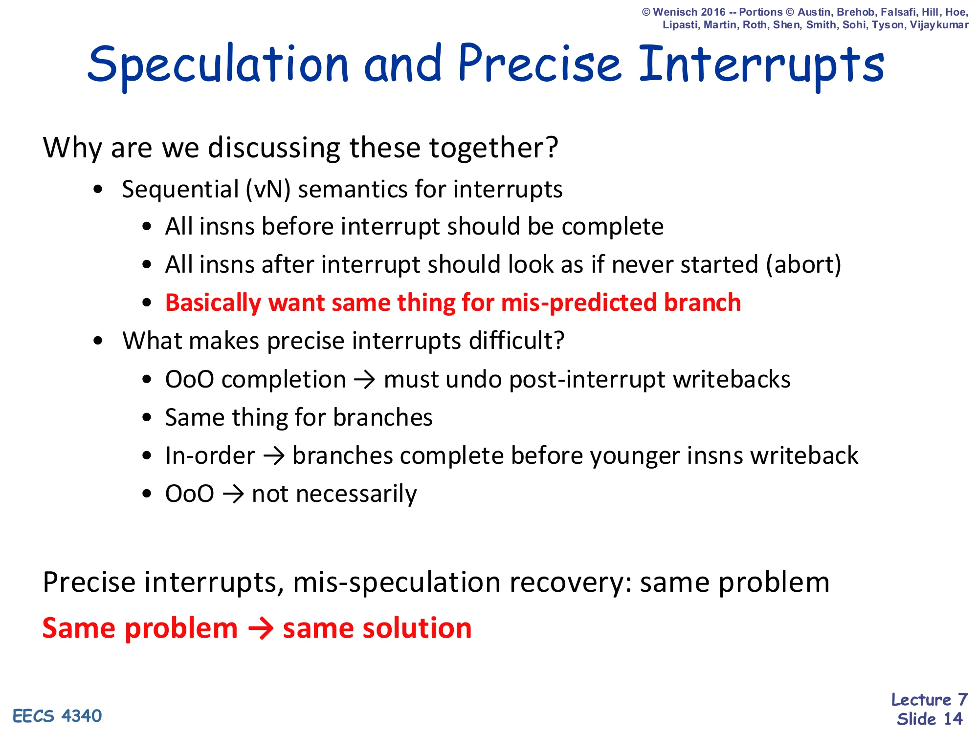 Speculation and Precise Interrupts (slide 14)
