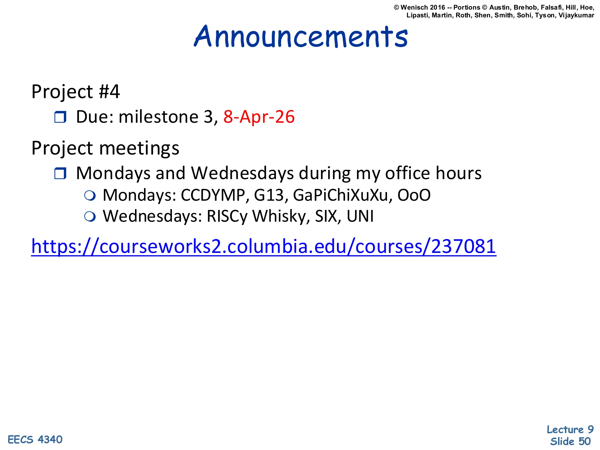 Announcements (closing) (slide 50)