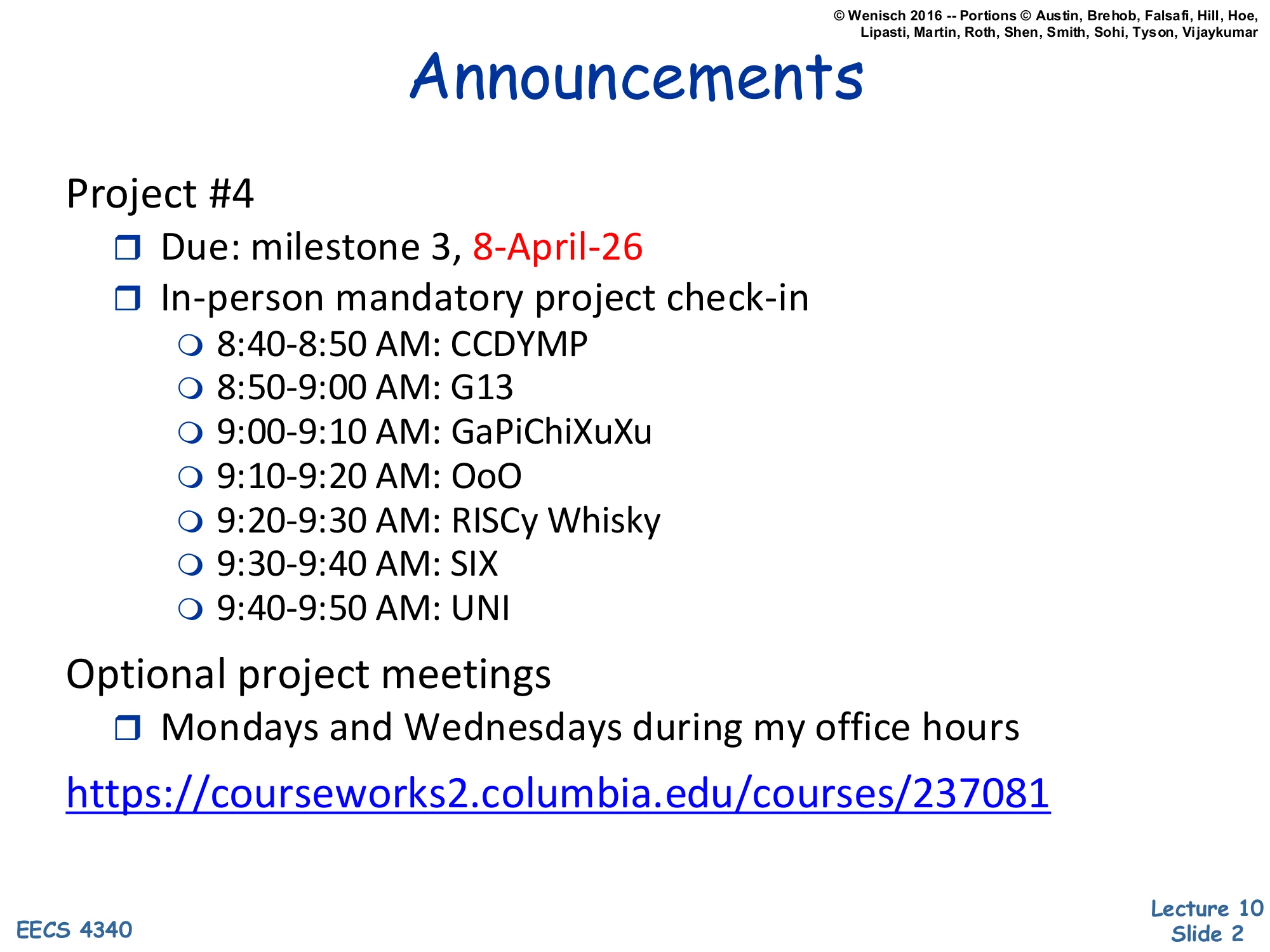 Announcements (slide 2)