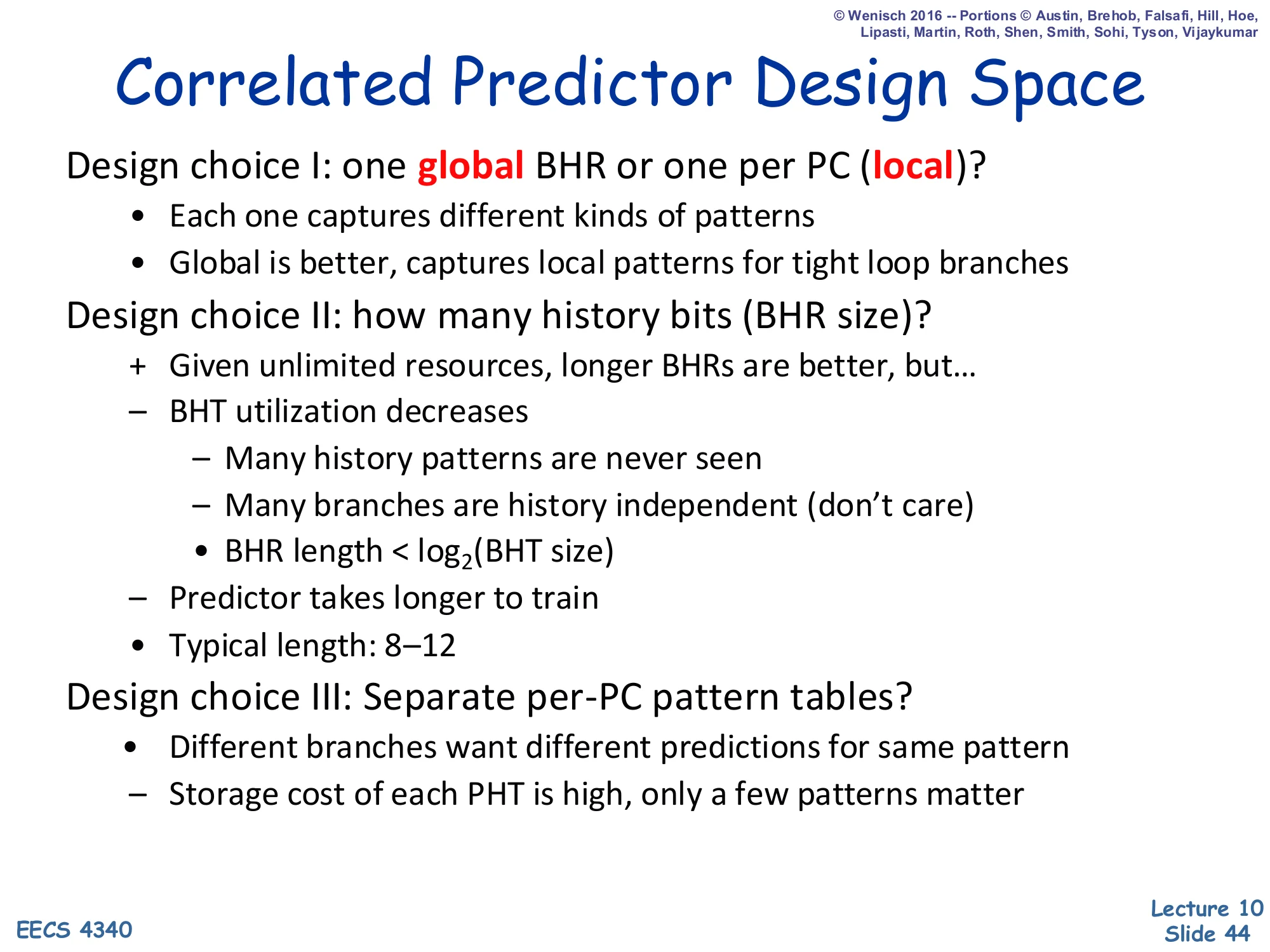Correlated Predictor Design Space (slide 44)