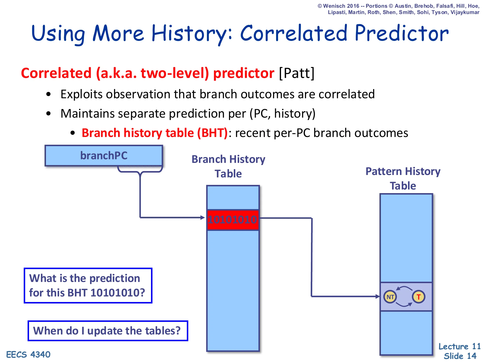 Using More History: Correlated Predictor (slide 14)