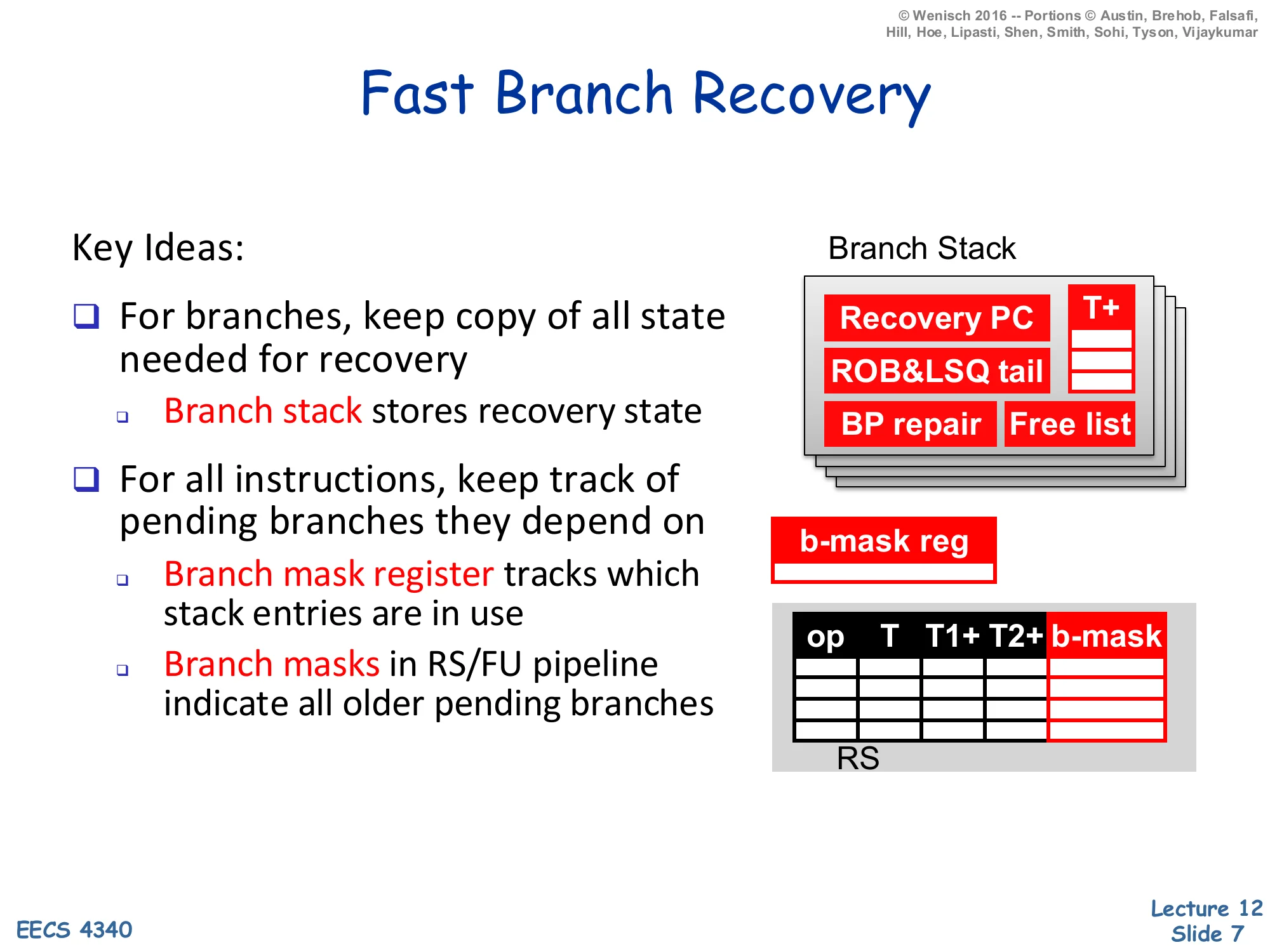 Fast Branch Recovery (slide 7)