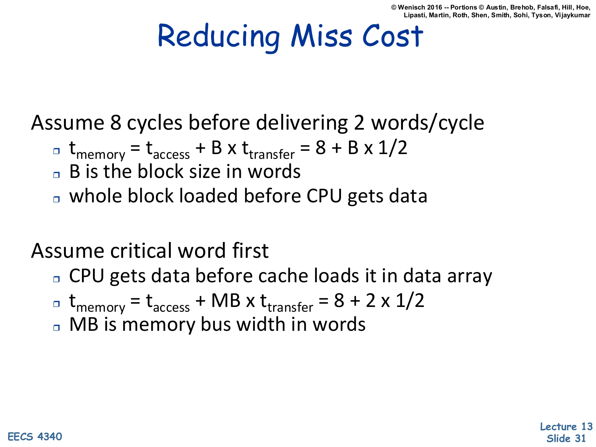 Reducing Miss Cost (slide 31)
