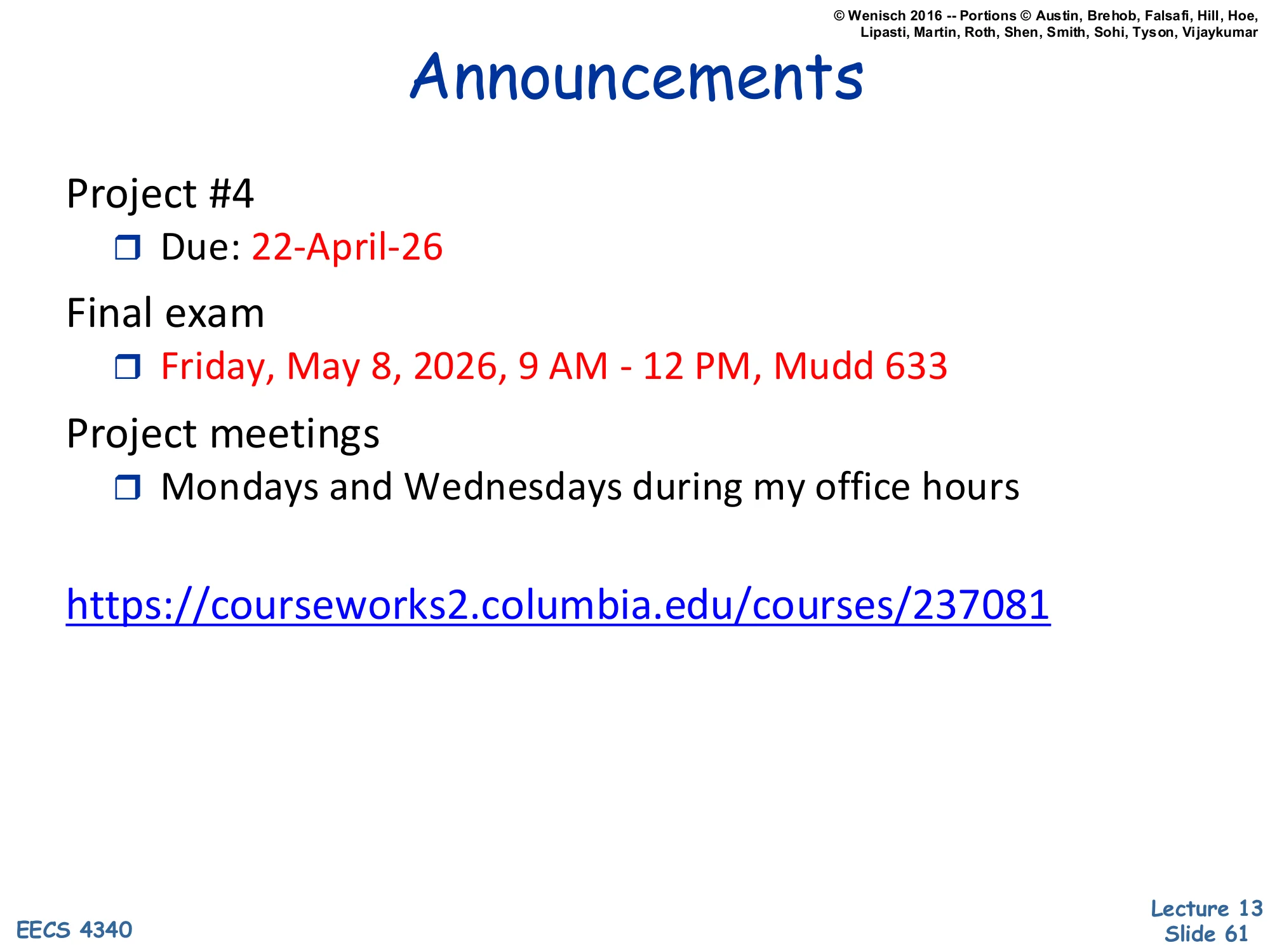 Announcements (slide 61)