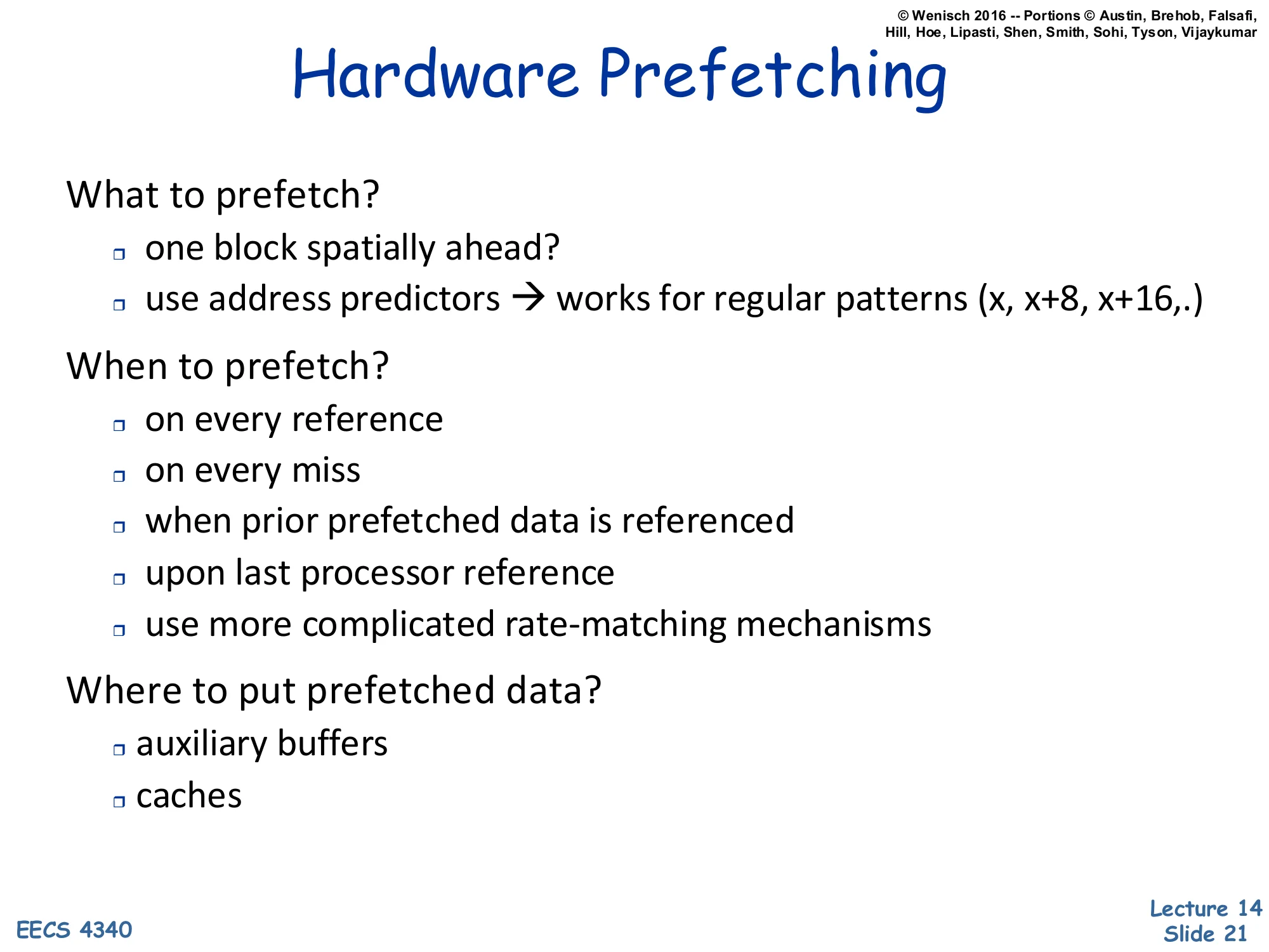 Hardware Prefetching (slide 21)