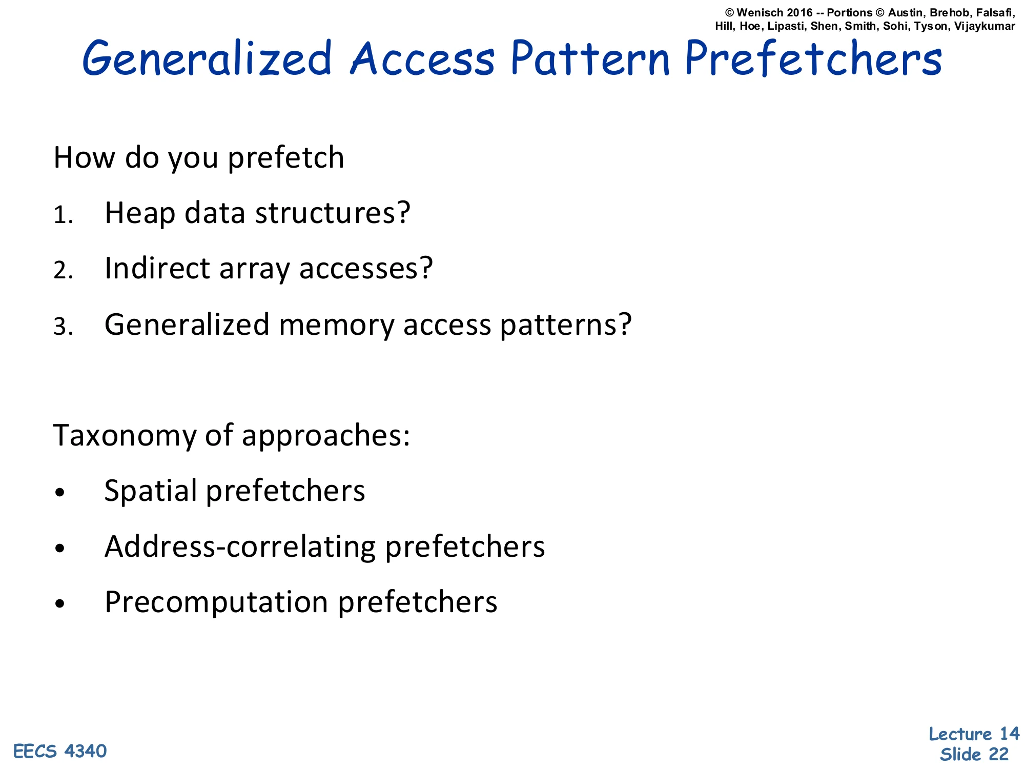 Generalized Access Pattern Prefetchers (slide 22)