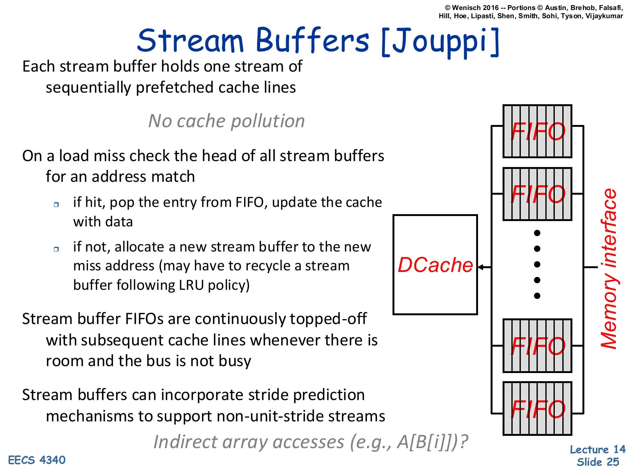 Stream Buffers [Jouppi] (slide 25)