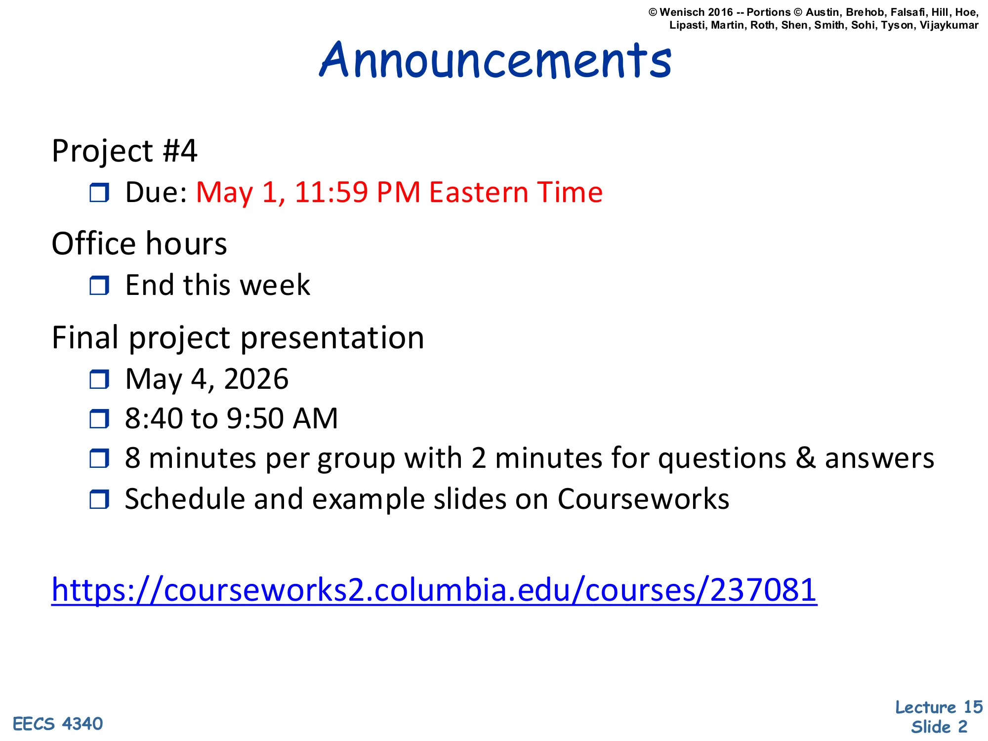 Announcements (slide 2)