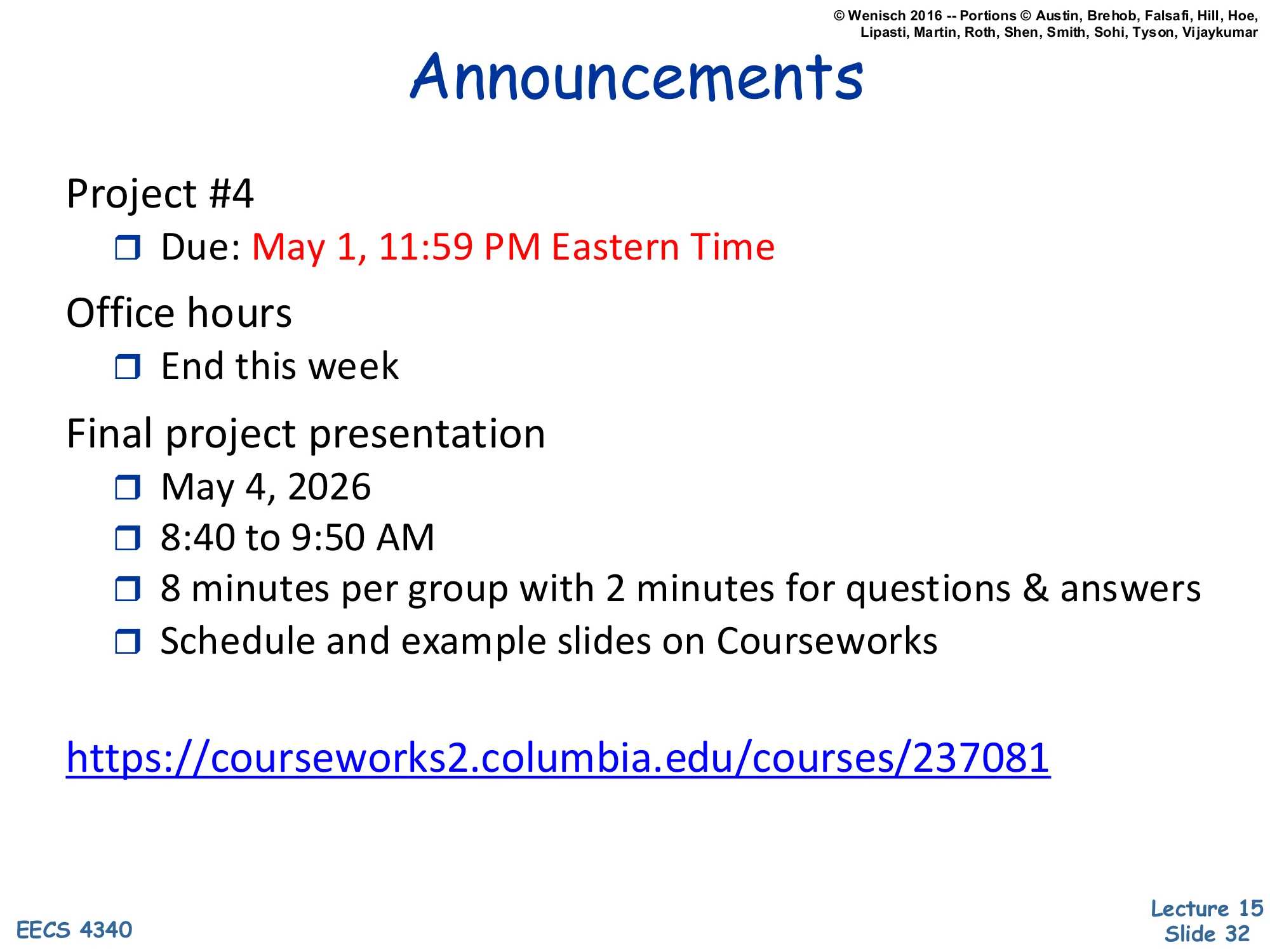 Announcements (slide 32)