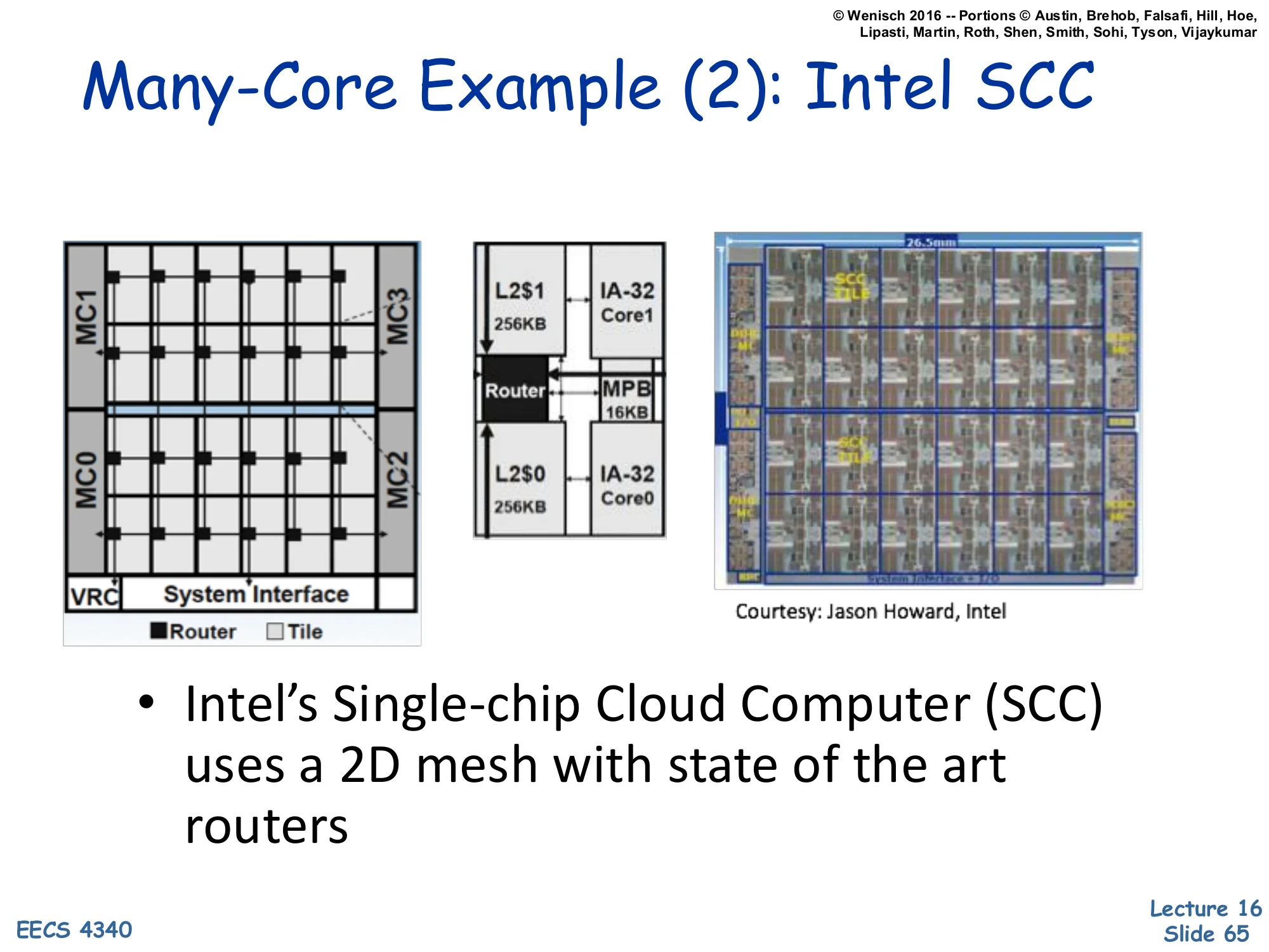 Many-Core Example (2) — Intel SCC (slide 65)